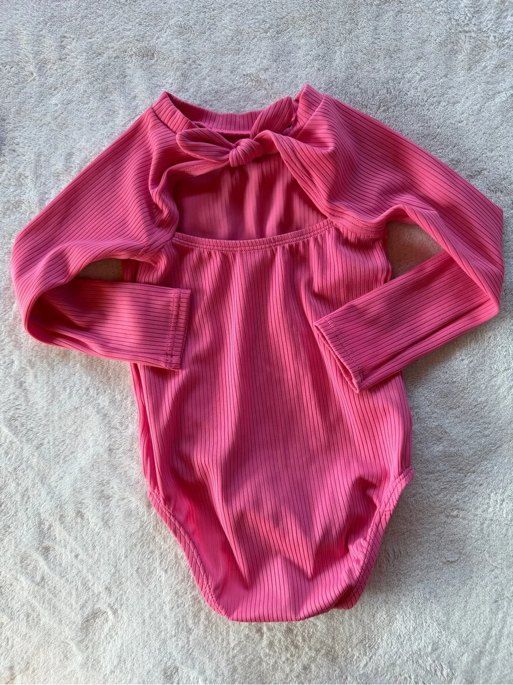 Old Navy Pink Ribbed Long-Sleeve One-Piece Swimsuit Size 18-24M